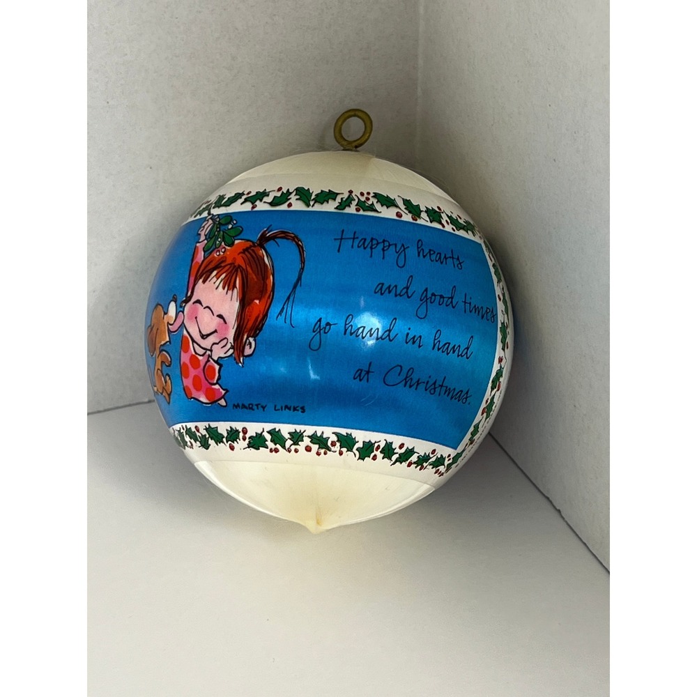 Hallmark VTG Marty Links‎ Christmas Ornament 1981 Girl Dog Happy Hearts Holiday